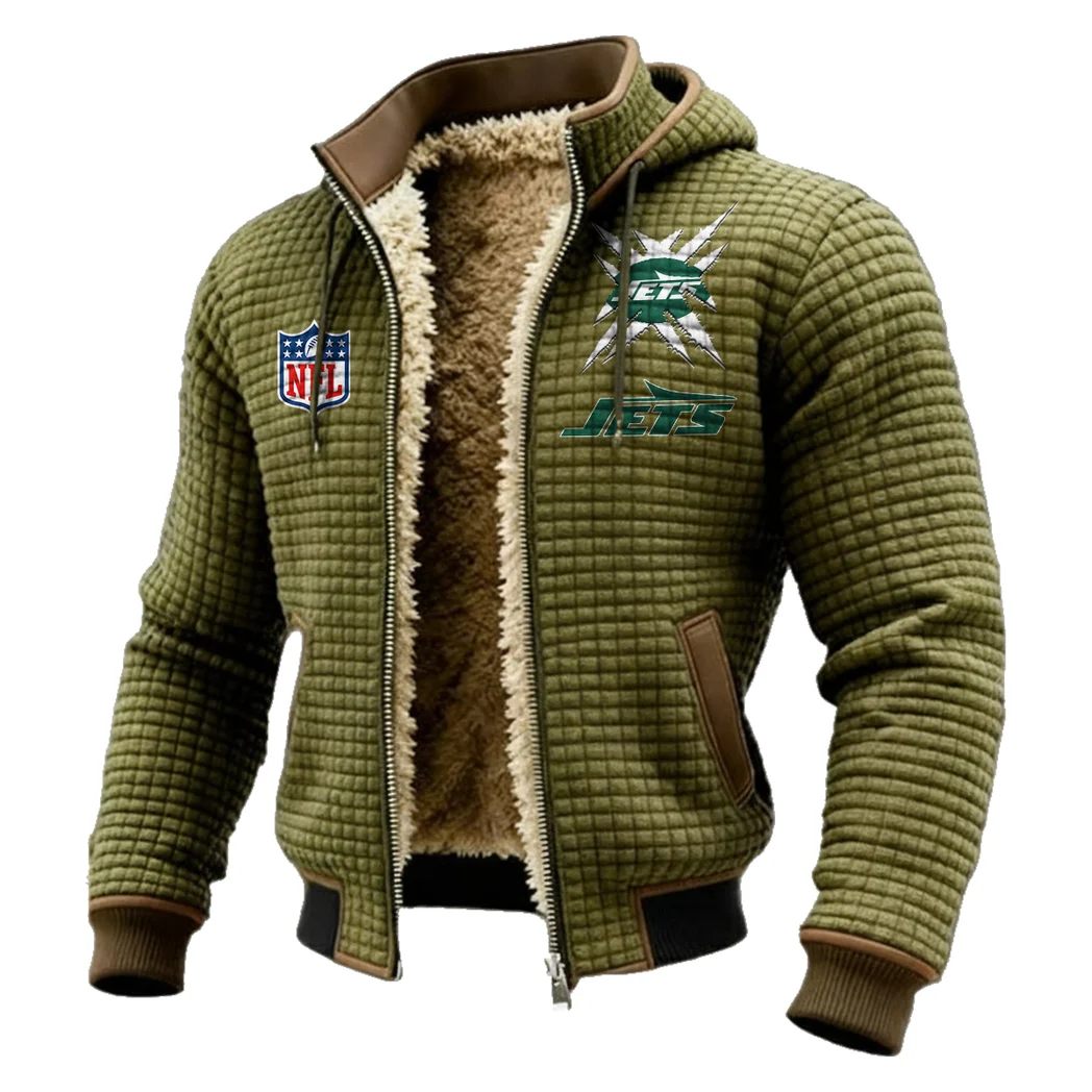 Sky Army Fleece-Lined Hooded Jacket, Thermal Core Fleece Jacket HVN1447NJ - Green - Image 2