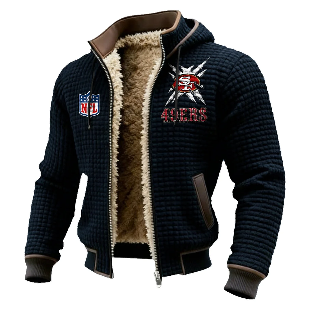 Cali Football Spirit Fleece-Lined Hooded Jacket, Premium Bonded Fleece Jacket HVN1447SF - Black - Image 2