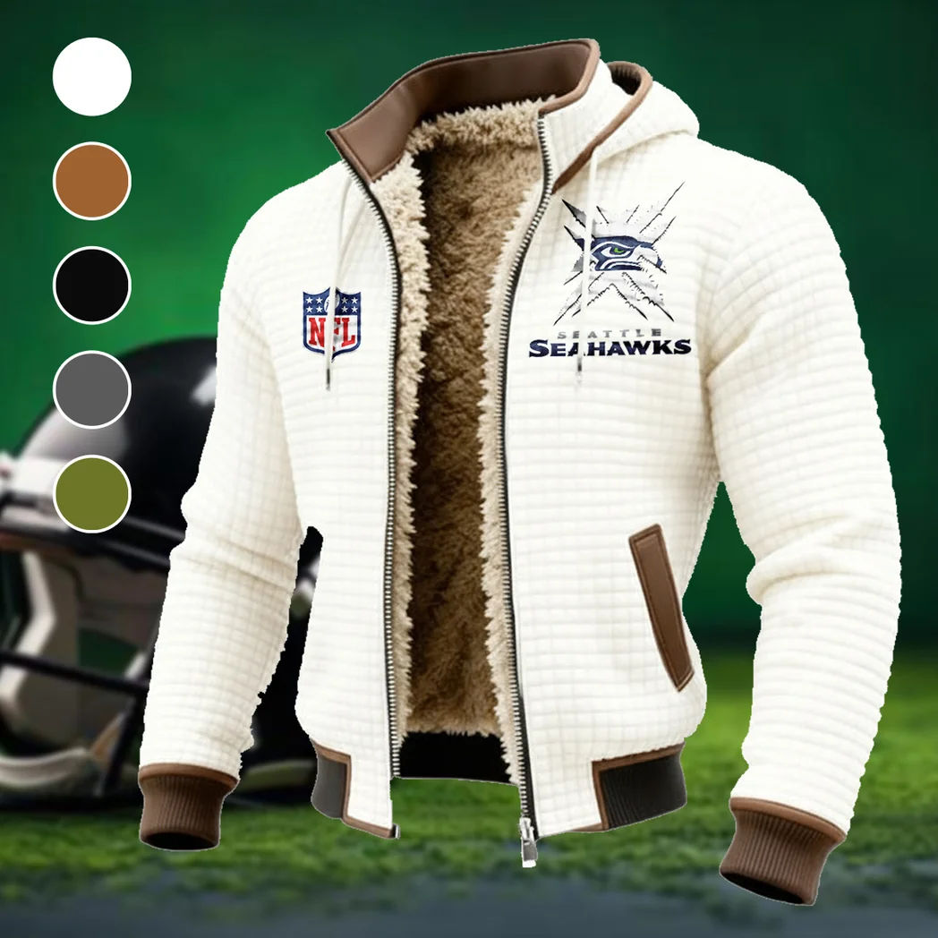 Fan Squad Fleece-Lined Hooded Jacket, Breathable Warmth Sport Jacket HVN1447SS - White