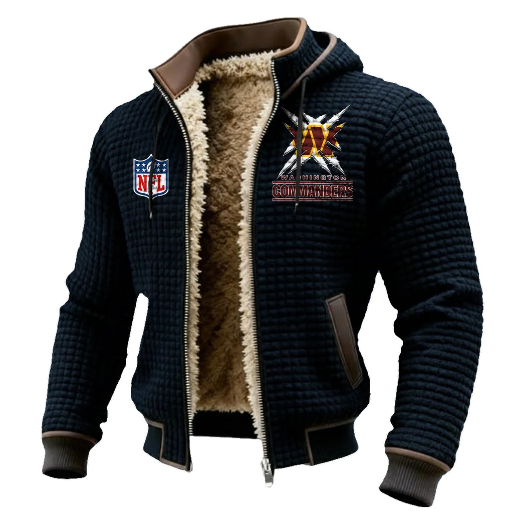 Red Pride Fleece-Lined Hooded Jacket, Modern Athletic Hybrid Parka HVN1447WC - Black - Image 2