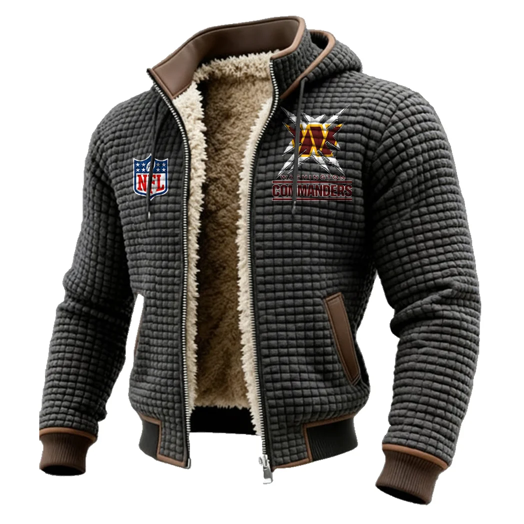 Red Pride Fleece-Lined Hooded Jacket, Modern Athletic Hybrid Parka HVN1447WC - Grey - Image 2
