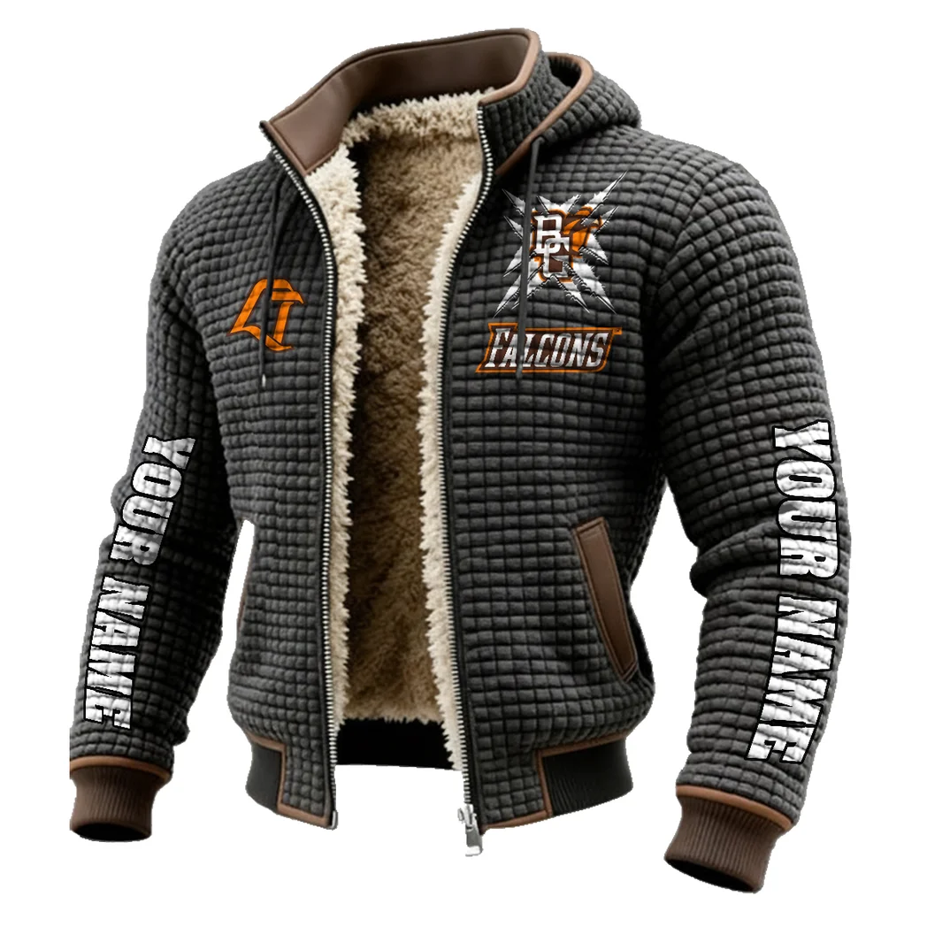 The Falcon Force Fleece-Lined Hooded Jacket, Wind-Blocker Insulated Hoody HVN1448BG - Grey - Image 2