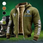 The Blue and White Fleece-Lined Hooded Jacket, Arctic Protection Hooded Zip HVN1448BY - Green