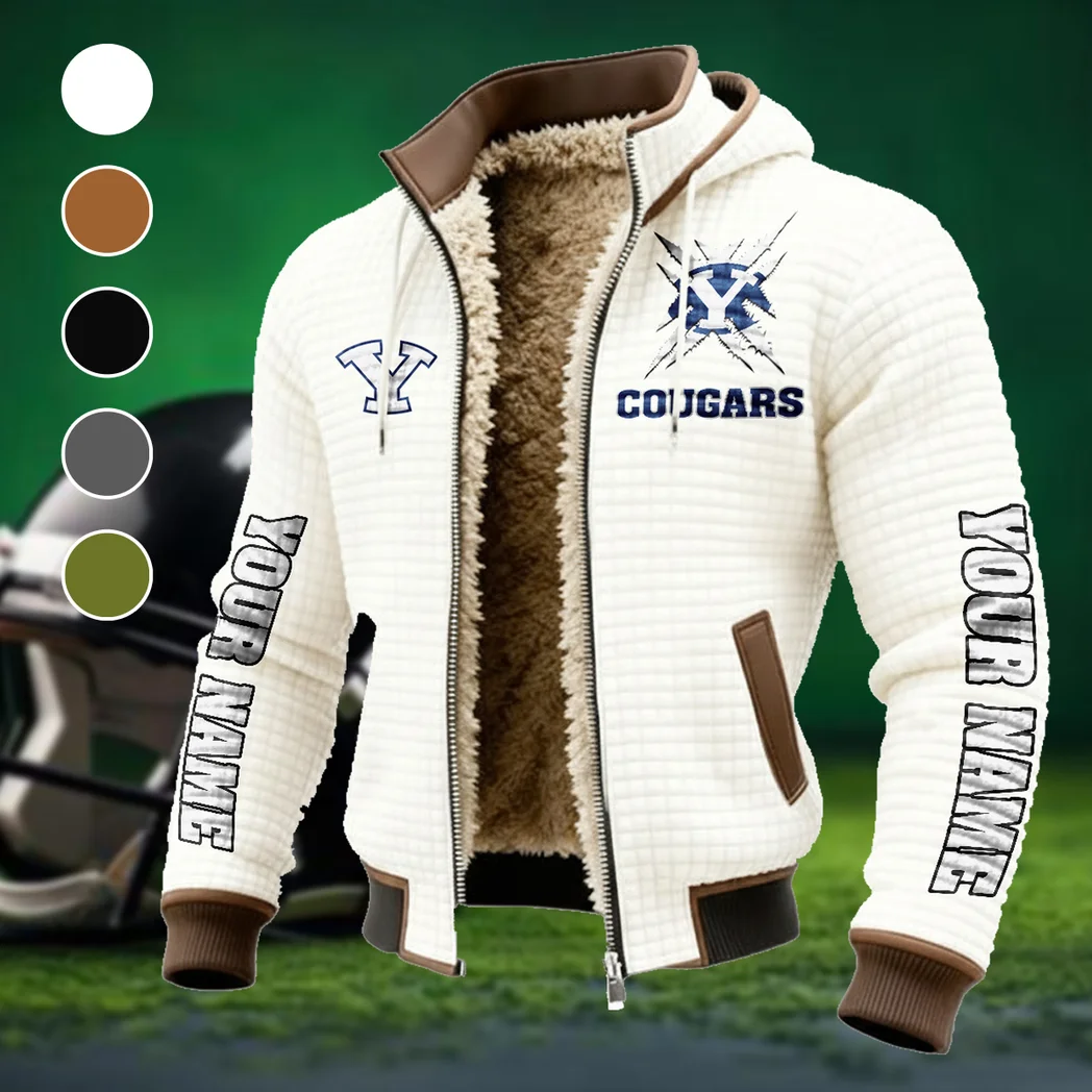 The Blue and White Fleece-Lined Hooded Jacket, Arctic Protection Hooded Zip HVN1448BY - White