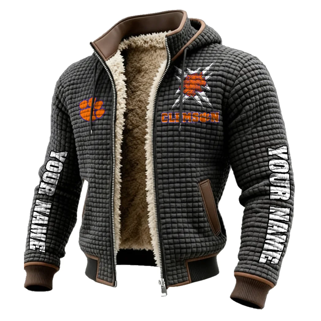 The Tiger Nation Fleece-Lined Hooded Jacket, Ultra-Soft Plush Lined Jacket HVN1448CT - Grey - Image 2