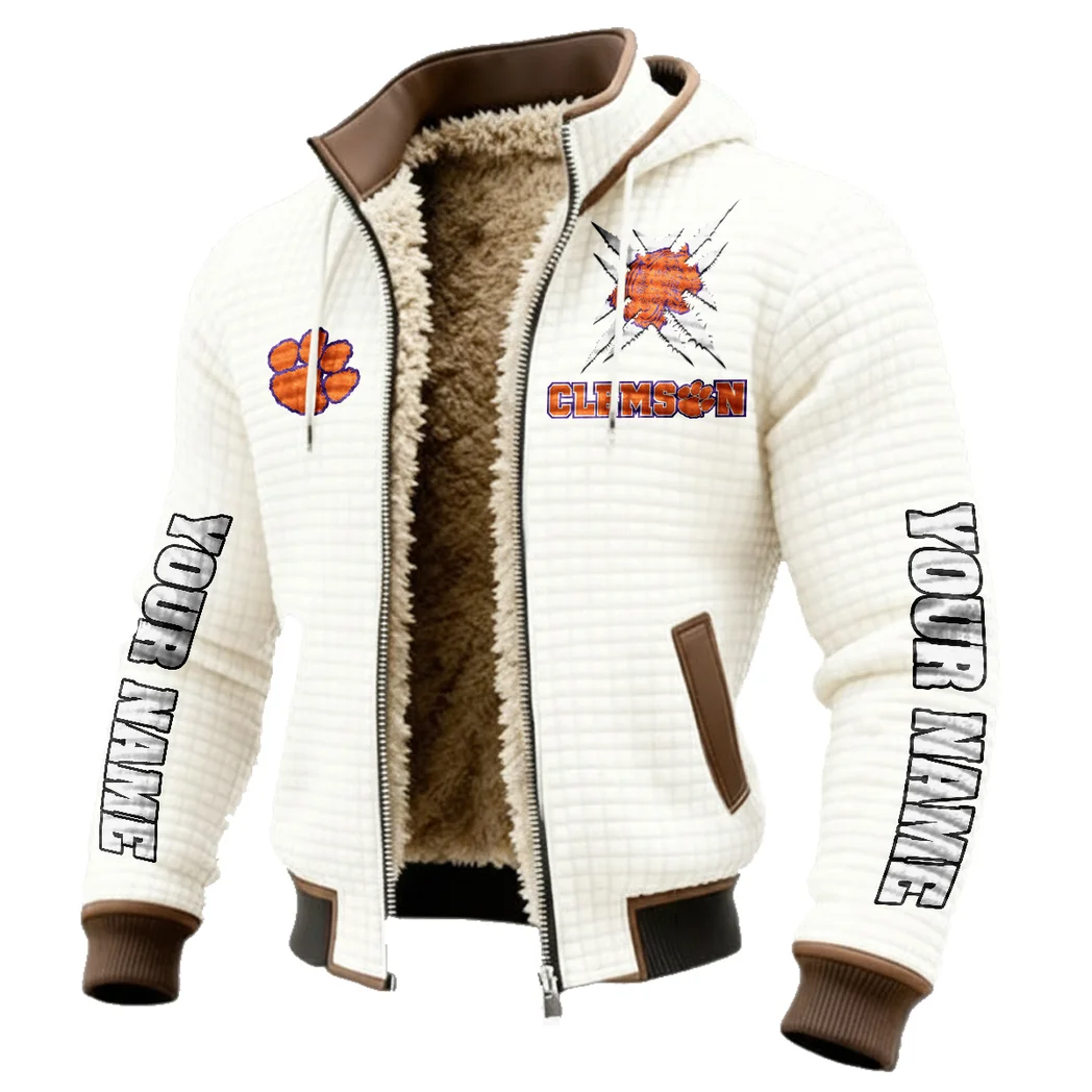 The Tiger Nation Fleece-Lined Hooded Jacket, Ultra-Soft Plush Lined Jacket HVN1448CT - White - Image 2
