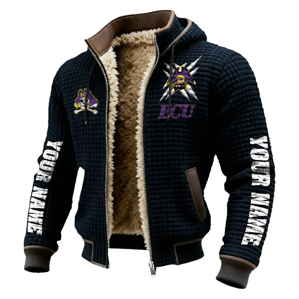 ECU Fleece-Lined Hooded Jacket, Heavyweight Cozy Sport Shell HVN1448EC - Black - Image 2
