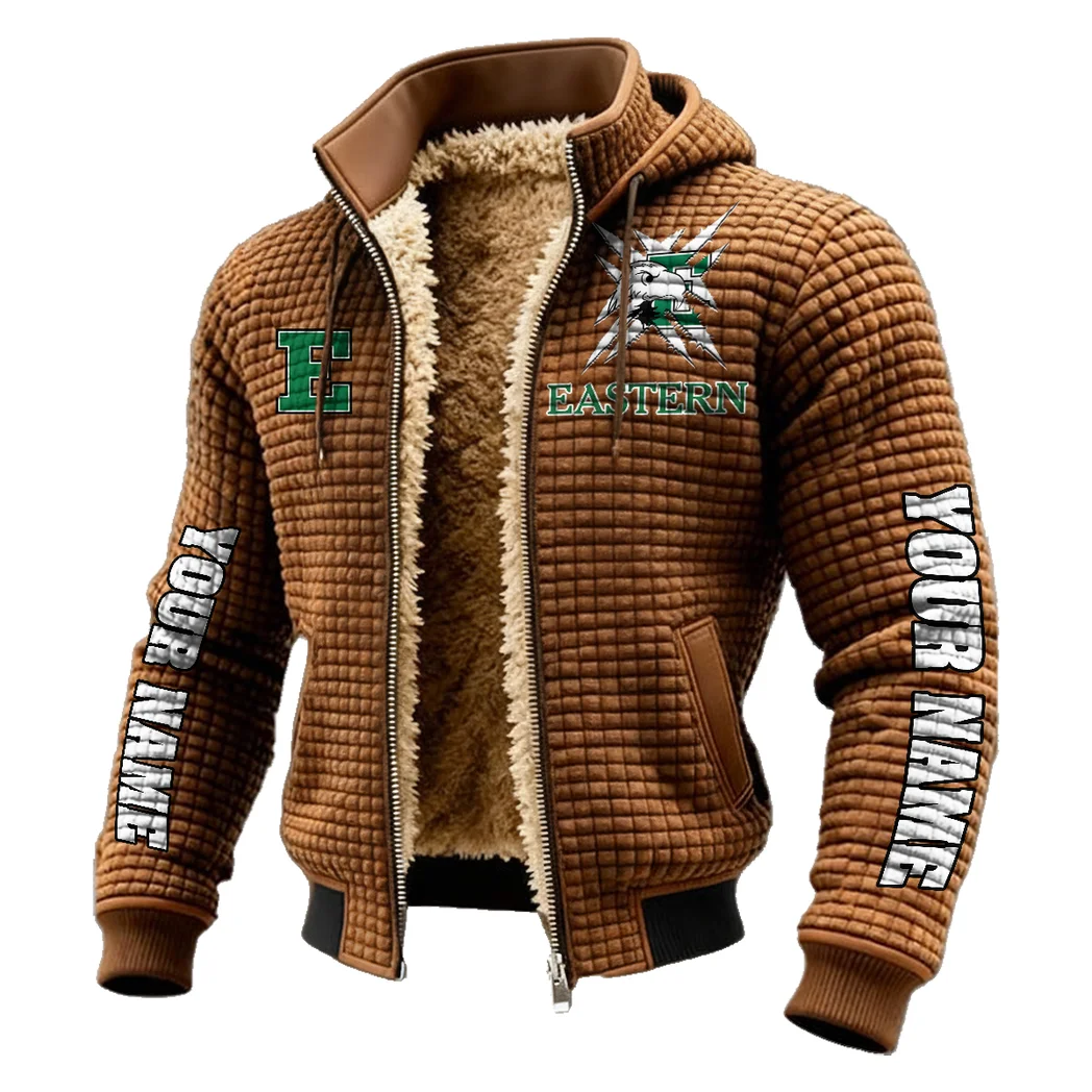 The Eagle Pride Fleece-Lined Hooded Jacket, Brushed Interior Winter Jacket HVN1448EM - brown - Image 2