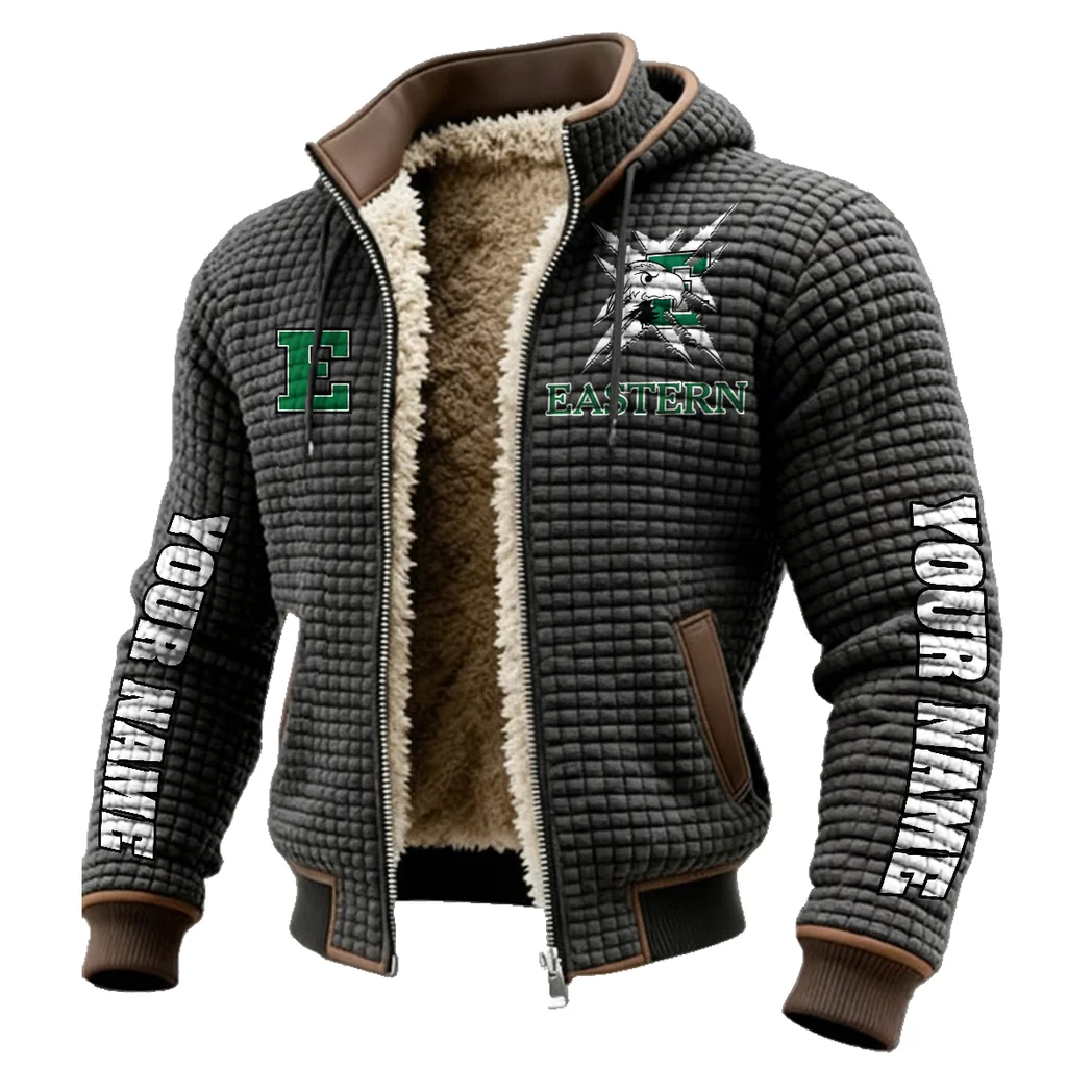 The Eagle Pride Fleece-Lined Hooded Jacket, Brushed Interior Winter Jacket HVN1448EM - Grey - Image 2