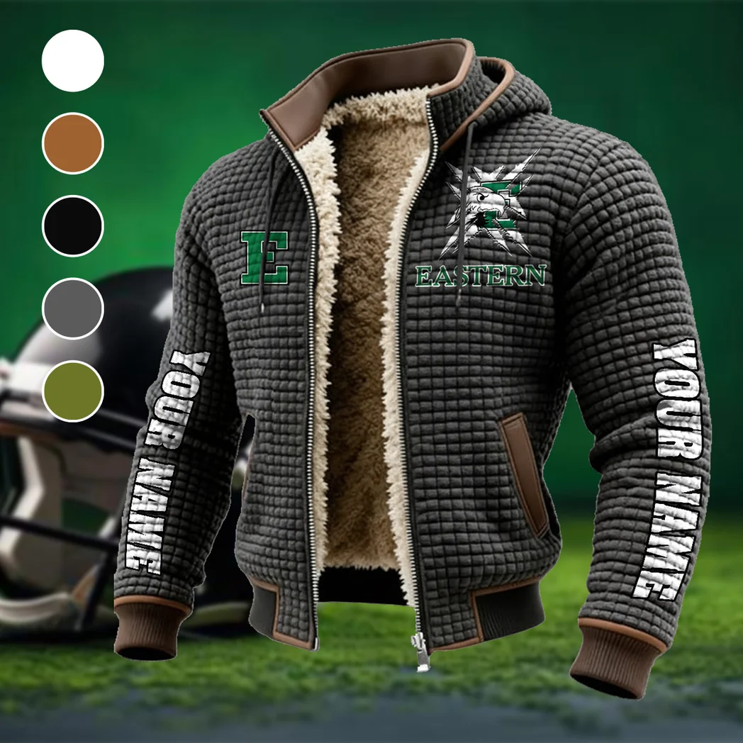 The Eagle Pride Fleece-Lined Hooded Jacket, Brushed Interior Winter Jacket HVN1448EM - Grey