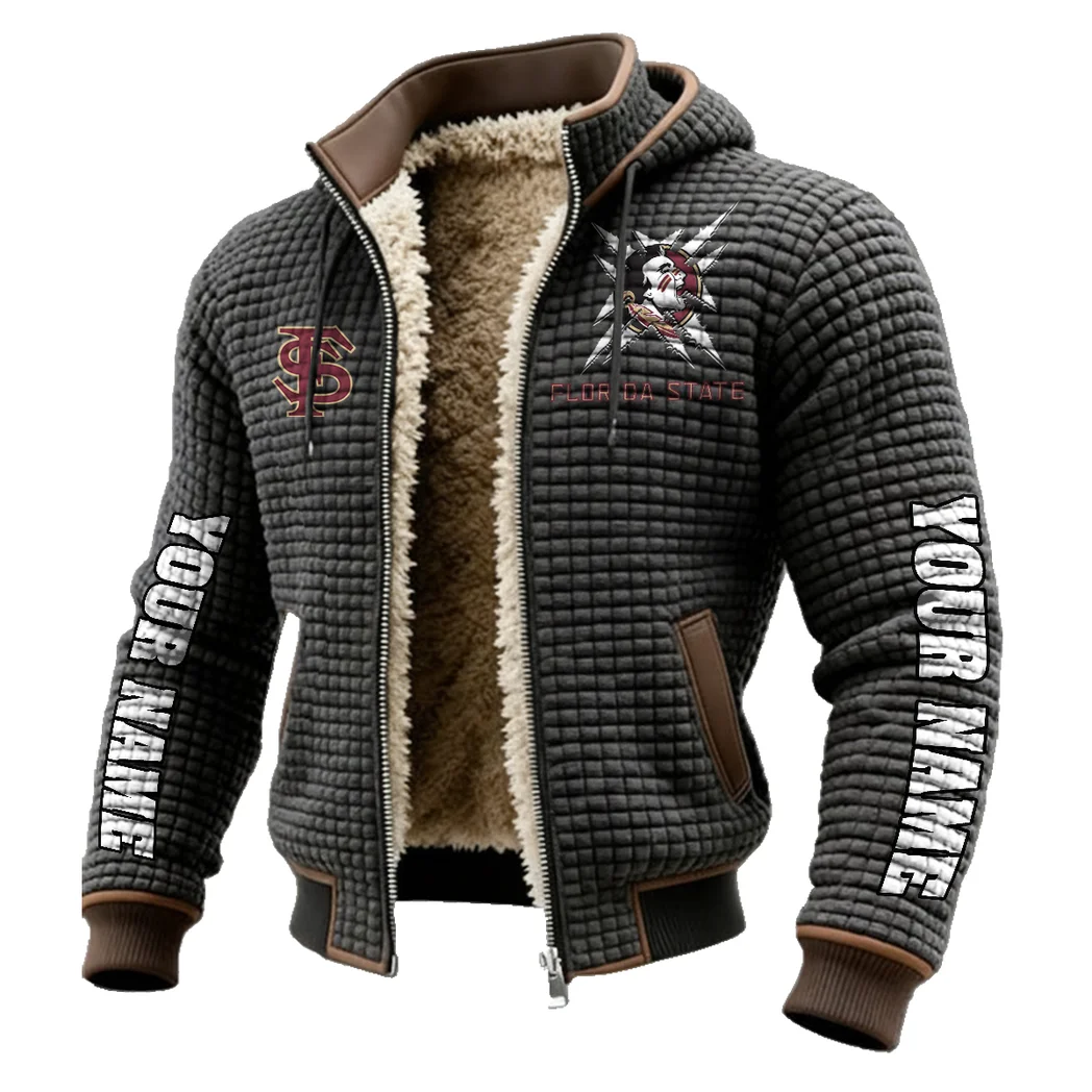 The FSU Force Fleece-Lined Hooded Jacket, High-Density Comfort Fleece HVN1448FS - Grey - Image 2