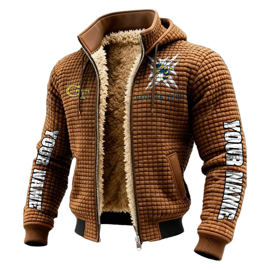 Yellow Jackets Fleece-Lined Hooded Jacket, Soft-Touch Thermal Outerwear HVN1448GT - brown - Image 2