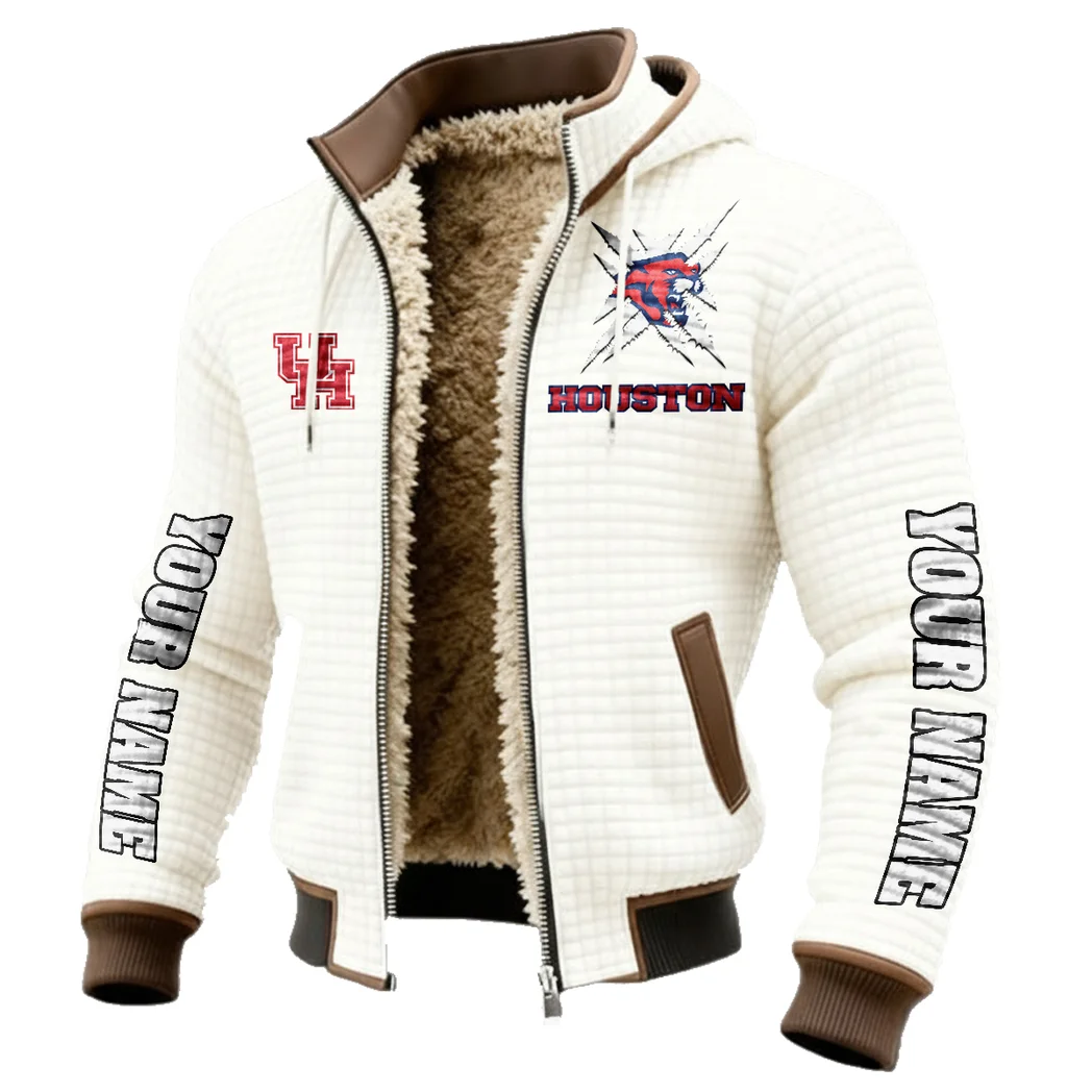 Space City Coogs Fleece-Lined Hooded Jacket, Warmth-Lock Fleece-Lined Zip HVN1448HC - White - Image 2