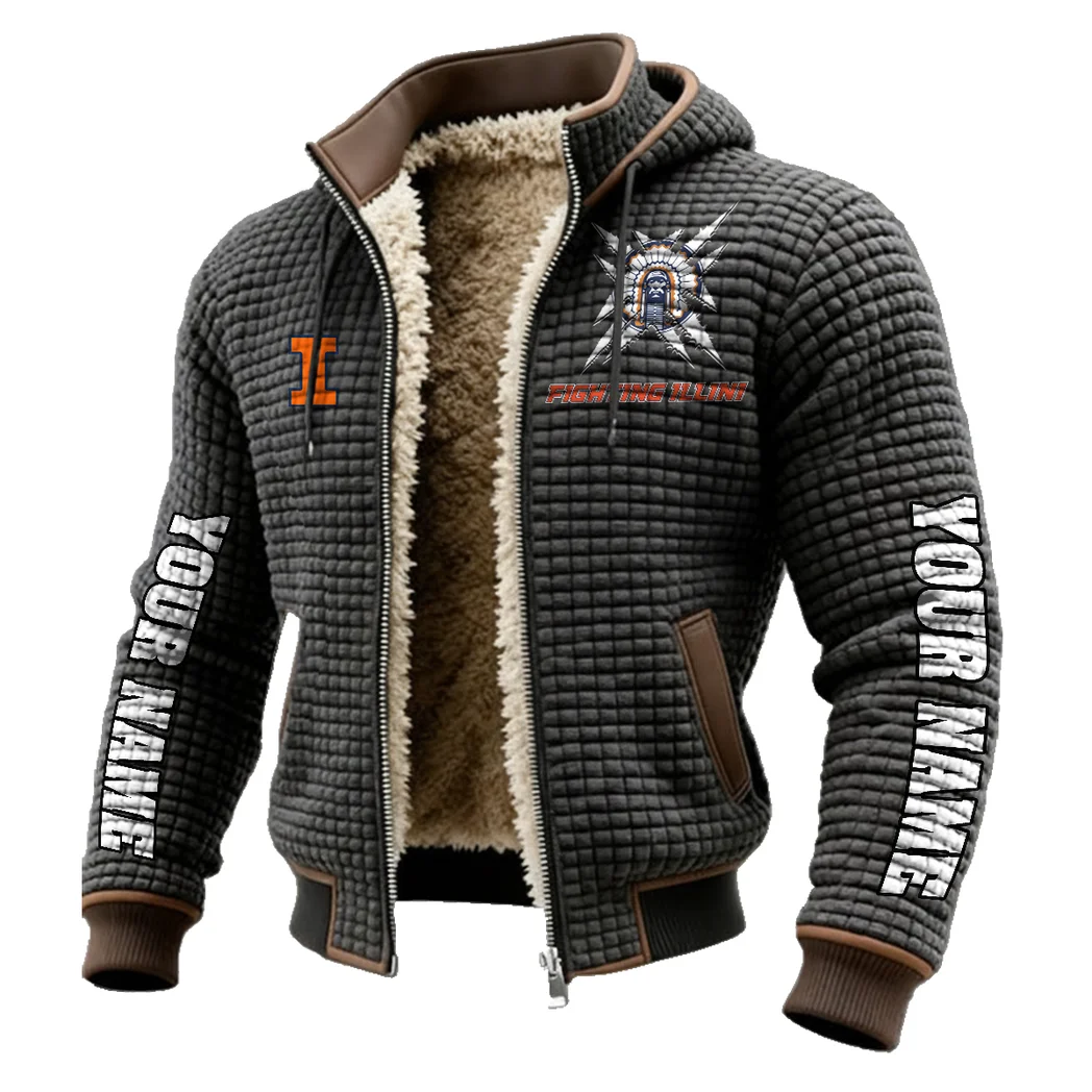 The Illini Elite Fleece-Lined Hooded Jacket, Endurance Sport Thermal Hoody HVN1448IF - Grey - Image 2