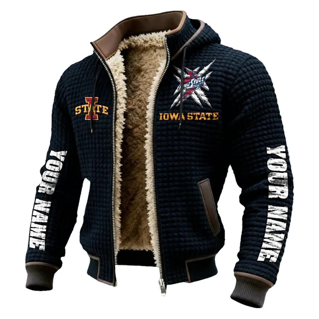 Cardinal and Gold Fleece-Lined Hooded Jacket, Multi-Sport Winter Active Top HVN1448IS - Black - Image 2
