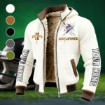 Cardinal and Gold Fleece-Lined Hooded Jacket, Multi-Sport Winter Active Top HVN1448IS - White
