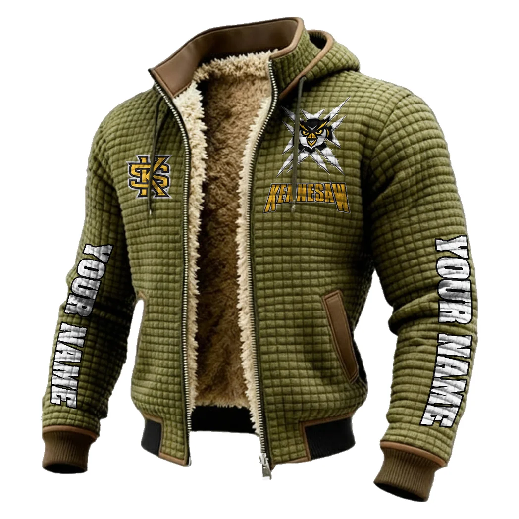 The Owl Nation Fleece-Lined Hooded Jacket, Cross-Training Winter Layer HVN1448KS - Green - Image 2