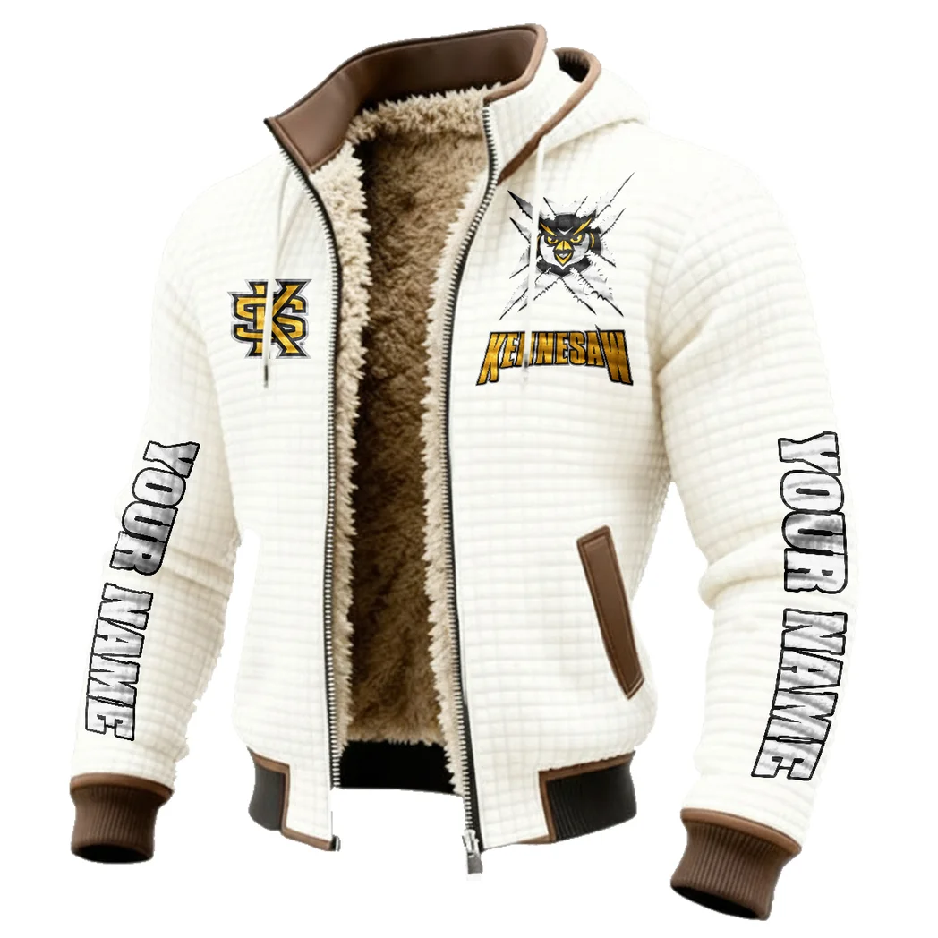 The Owl Nation Fleece-Lined Hooded Jacket, Cross-Training Winter Layer HVN1448KS - White - Image 2
