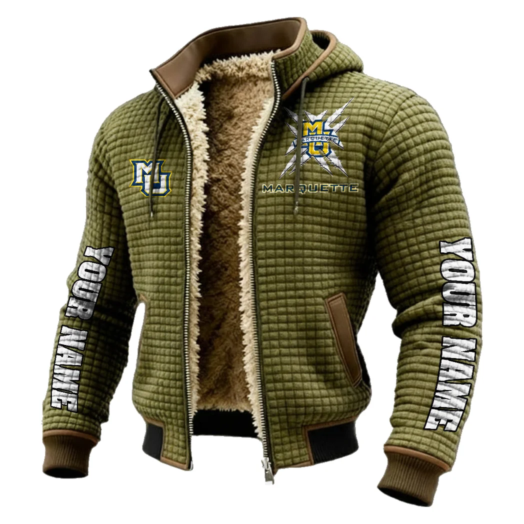 The Marquette Fleece-Lined Hooded Jacket, Wind-Blocker Insulated Hoody HVN1448MG - Green - Image 2