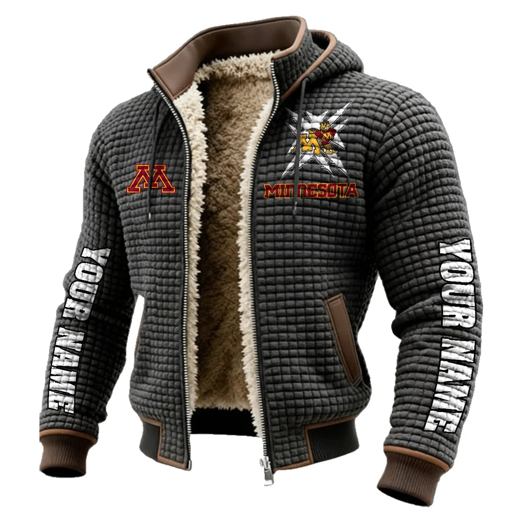 The Minnesota Pride Fleece-Lined Hooded Jacket, Storm-Ready Fleece-Lined Coat HVN1448MG - Grey - Image 2