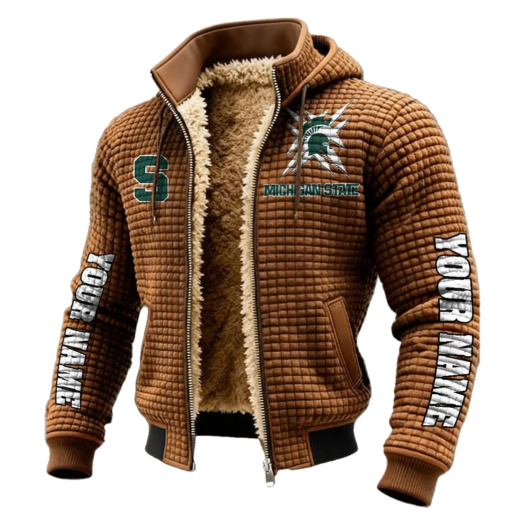 The Spartans Fleece-Lined Hooded Jacket, Deep Winter Insulated Hoody HVN1448MS - brown - Image 2