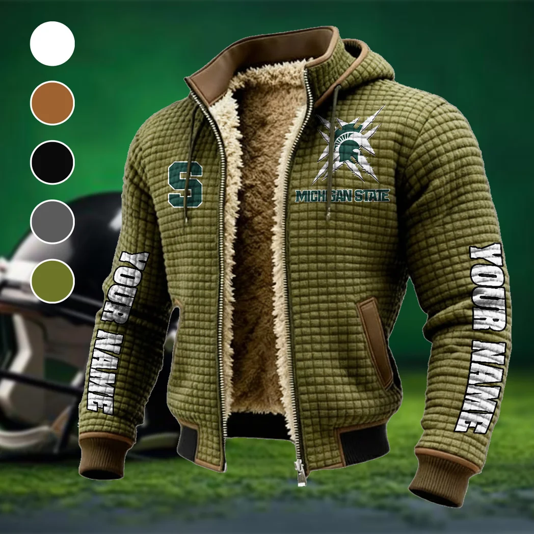 The Spartans Fleece-Lined Hooded Jacket, Deep Winter Insulated Hoody HVN1448MS - Green