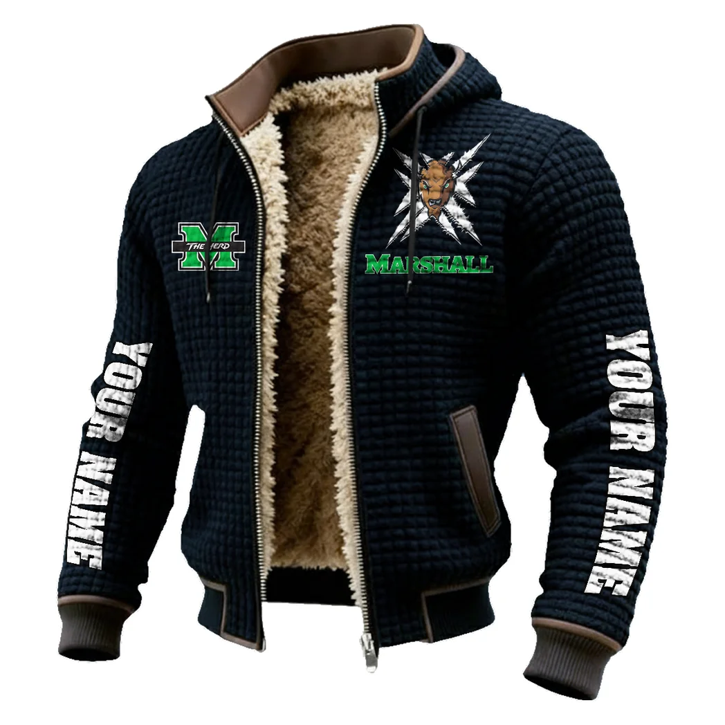 Marshall Fleece-Lined Hooded Jacket, Thermal Core Fleece Jacket HVN1448MT - Black - Image 2