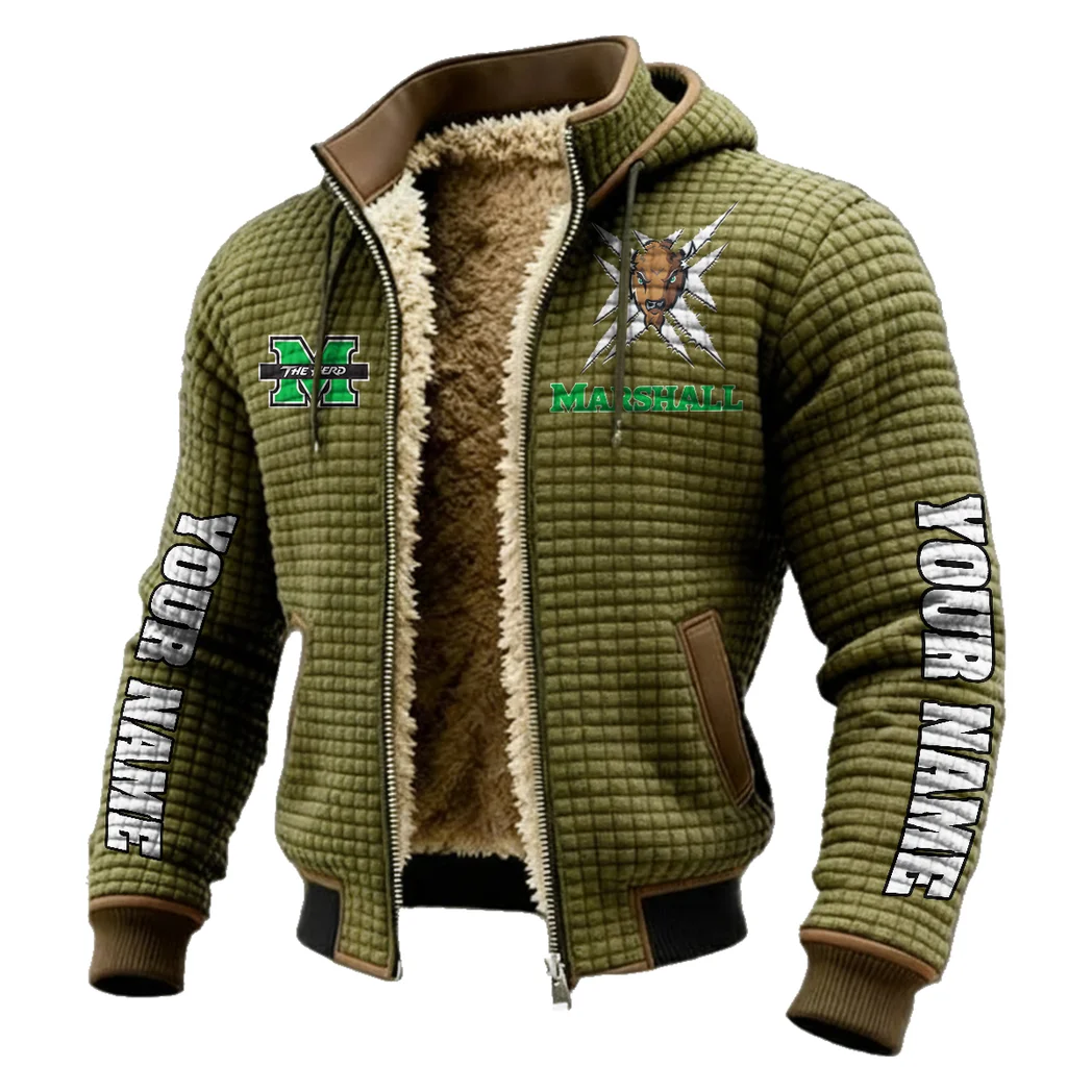 Marshall Fleece-Lined Hooded Jacket, Thermal Core Fleece Jacket HVN1448MT - Green - Image 2