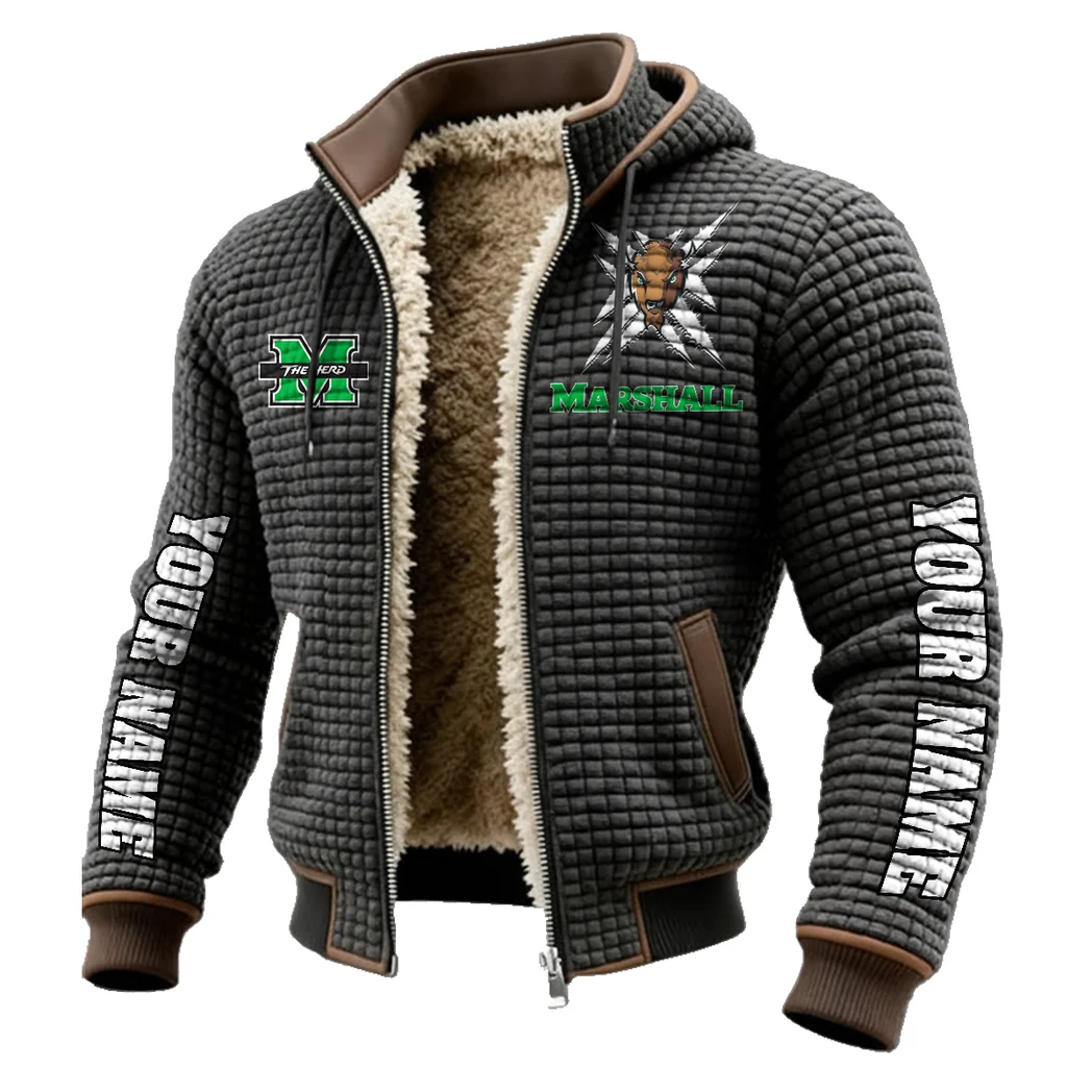 Marshall Fleece-Lined Hooded Jacket, Thermal Core Fleece Jacket HVN1448MT - Grey - Image 2