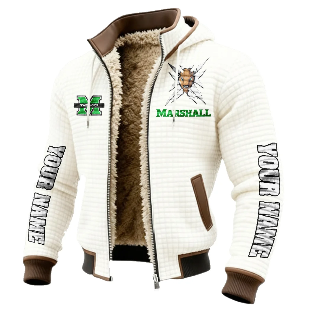 Marshall Fleece-Lined Hooded Jacket, Thermal Core Fleece Jacket HVN1448MT - White - Image 2
