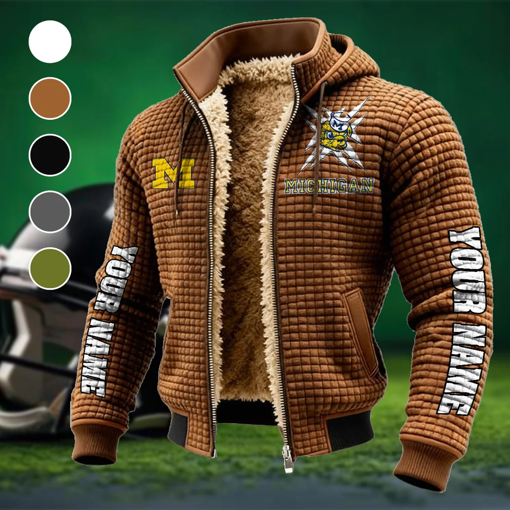 Team 145 Fleece-Lined Hooded Jacket, Heavyweight Cozy Sport Shell HVN1448MW - brown