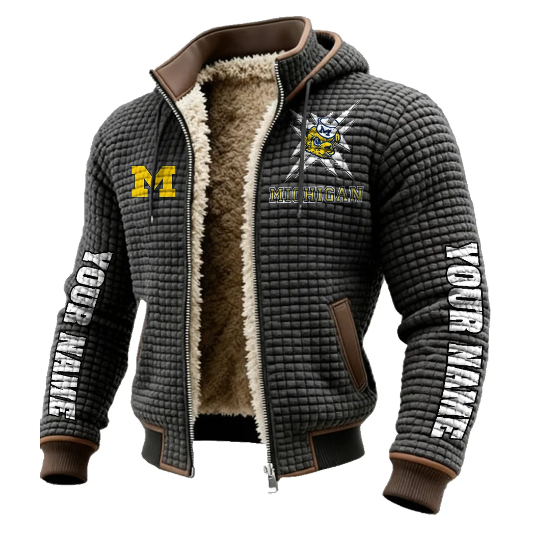 Team 145 Fleece-Lined Hooded Jacket, Heavyweight Cozy Sport Shell HVN1448MW - Grey - Image 2
