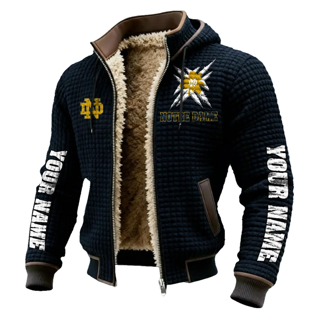 The Fighting Irish Fleece-Lined Hooded Jacket, Premium Bonded Fleece Jacket HVN1448ND - Black - Image 2