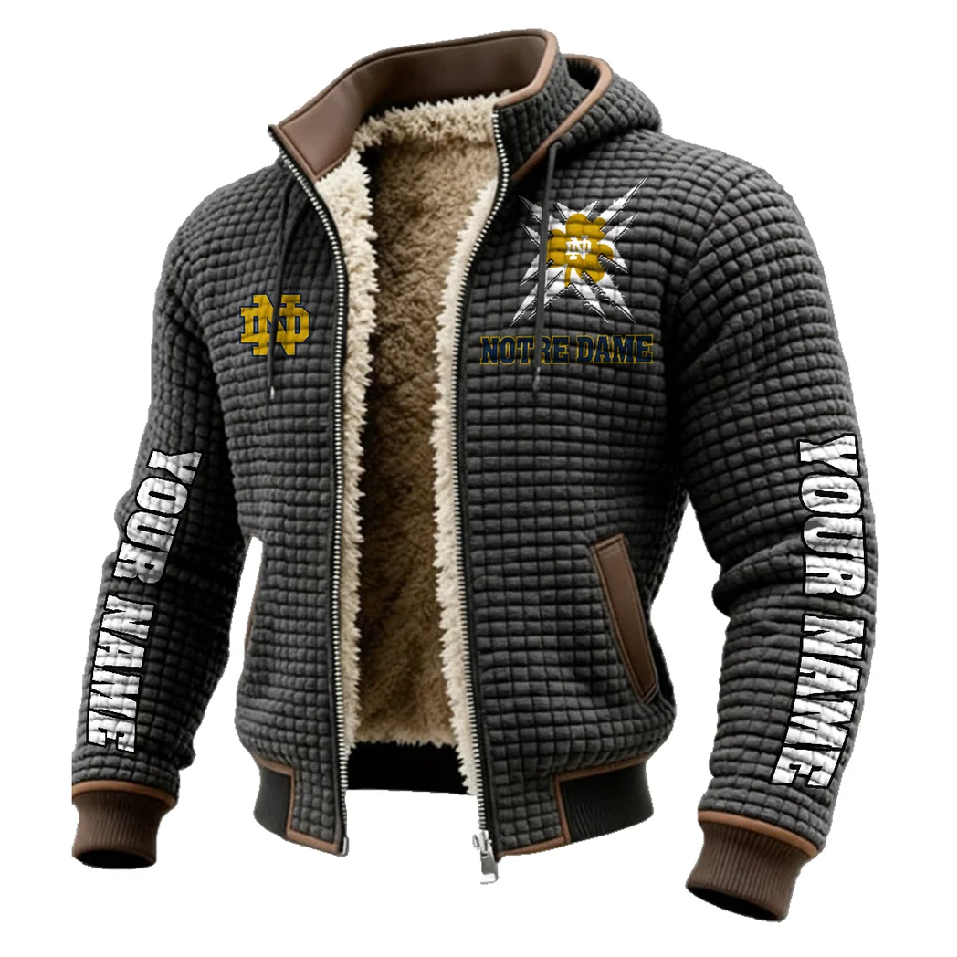 The Fighting Irish Fleece-Lined Hooded Jacket, Premium Bonded Fleece Jacket HVN1448ND - Grey - Image 2