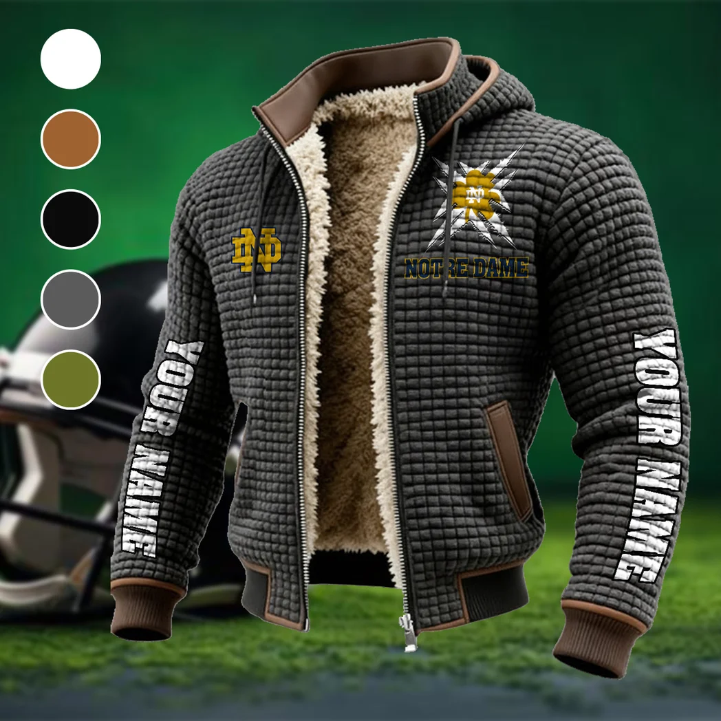 The Fighting Irish Fleece-Lined Hooded Jacket, Premium Bonded Fleece Jacket HVN1448ND - Grey