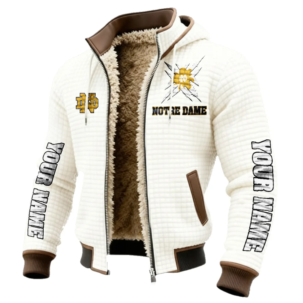 The Fighting Irish Fleece-Lined Hooded Jacket, Premium Bonded Fleece Jacket HVN1448ND - White - Image 2