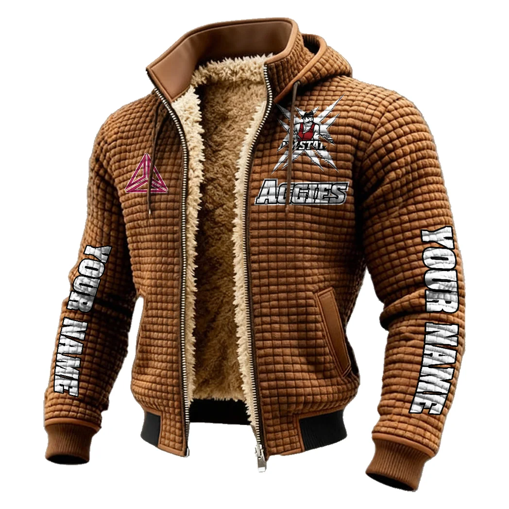 The NMSU Force Fleece-Lined Hooded Jacket, Modern Athletic Hybrid Parka HVN1448NM - brown - Image 2