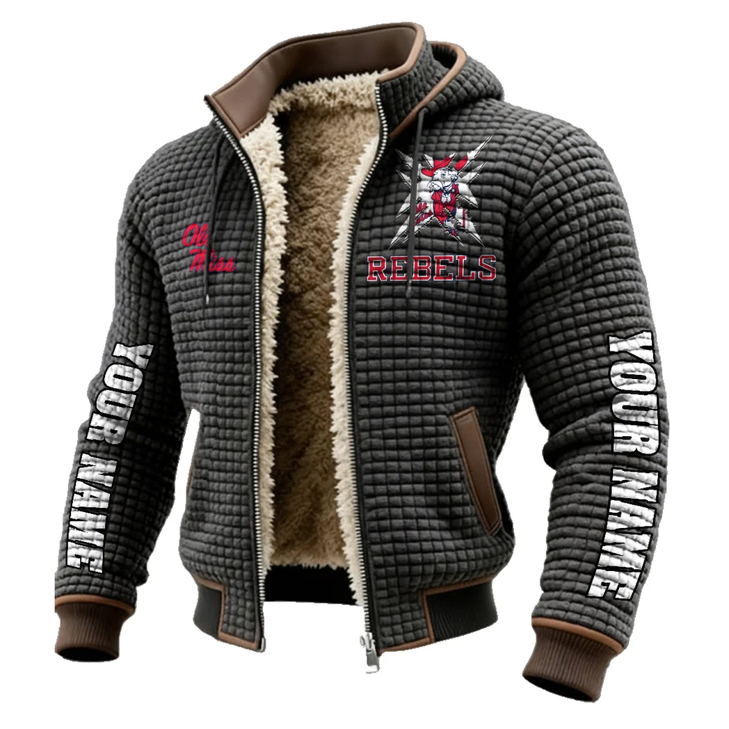 Ole Miss Fleece-Lined Hooded Jacket, Alpine Ascent Hooded Jacket HVN1448OM - Grey - Image 2