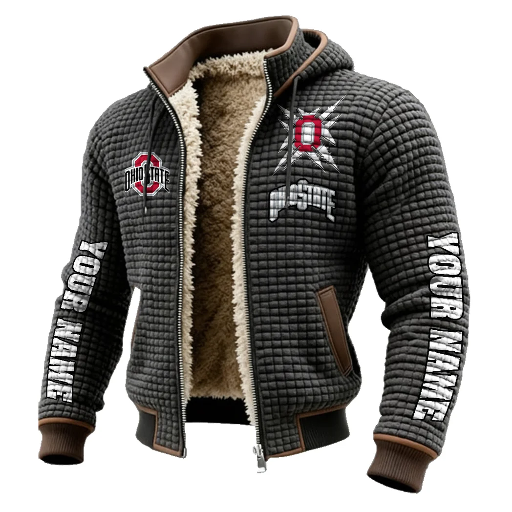 The Ohio State Elite Fleece-Lined Hooded Jacket, Peak Performance Hooded Shell HVN1448OS - Grey - Image 2