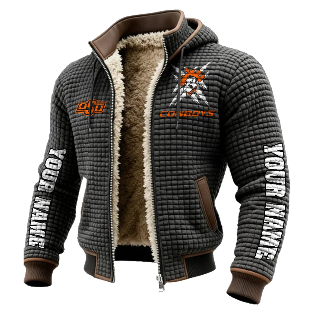The Cowboy Spirit Fleece-Lined Hooded Jacket, Elite Athlete Winter Jacket HVN1448OS - Grey - Image 2