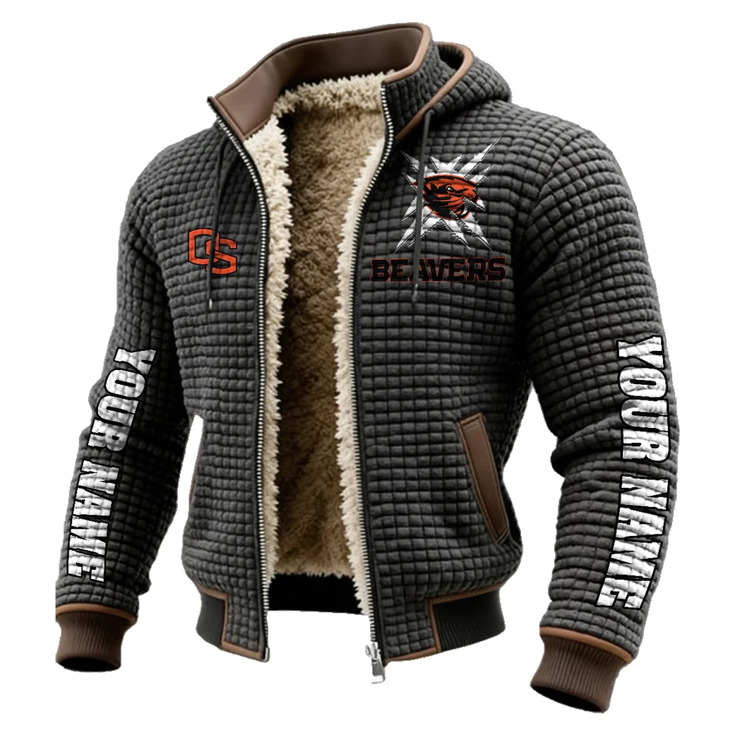 The Beaver Nation Fleece-Lined Hooded Jacket, Rapid-Dry Fleece-Lined Hoody HVN1448OS - Grey - Image 2