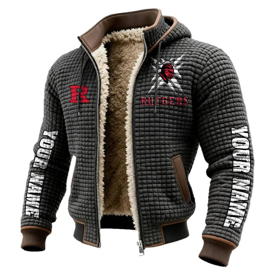 The Rutgers Pride Fleece-Lined Hooded Jacket, Elemental Guard Sport Jacket HVN1448RS - Grey - Image 2