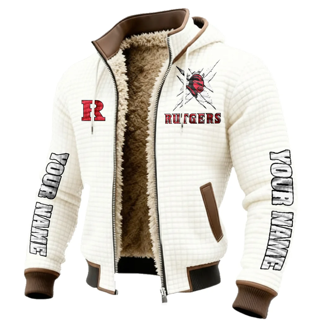 The Rutgers Pride Fleece-Lined Hooded Jacket, Elemental Guard Sport Jacket HVN1448RS - White - Image 2