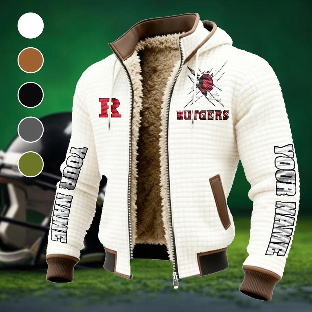 The Rutgers Pride Fleece-Lined Hooded Jacket, Elemental Guard Sport Jacket HVN1448RS - White