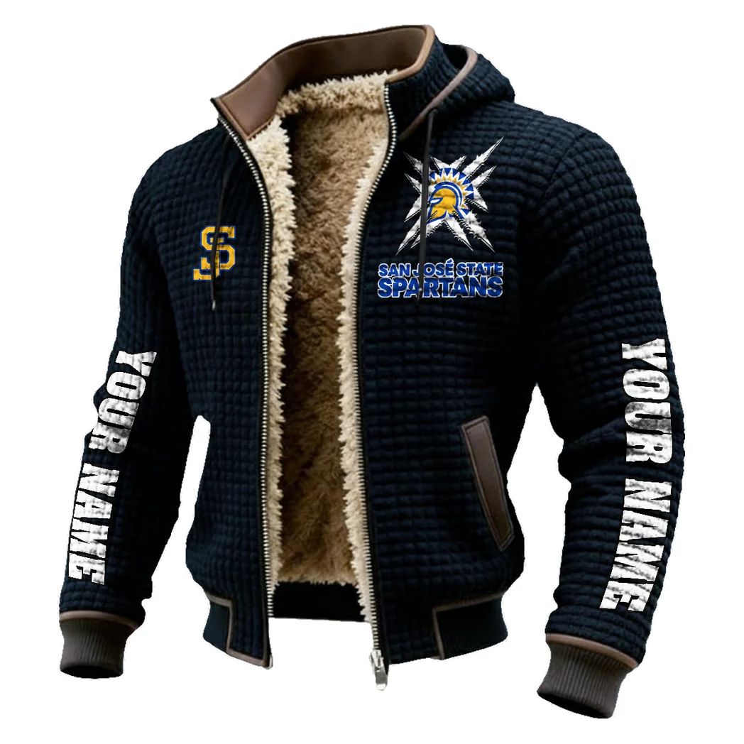 The Silicon Valley Stars Fleece-Lined Hooded Jacket, Deep Winter Insulated Hoody HVN1448SJ - Black - Image 2