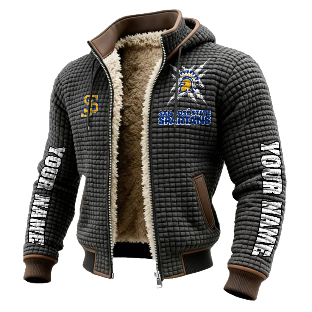 The Silicon Valley Stars Fleece-Lined Hooded Jacket, Deep Winter Insulated Hoody HVN1448SJ - Grey - Image 2