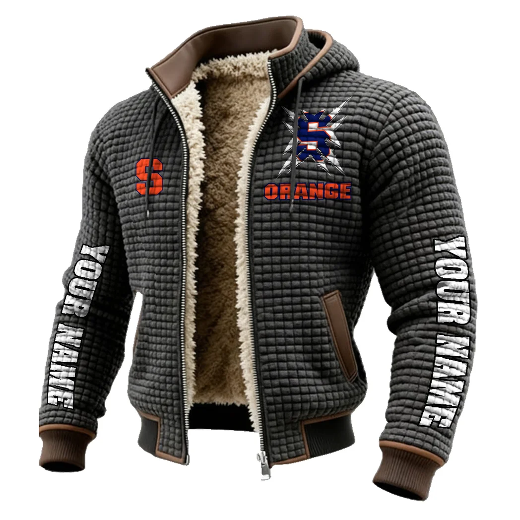 The Orange Spirit Fleece-Lined Hooded Jacket, Rugged Terrain Fleece Hoody HVN1448SO - Grey - Image 2