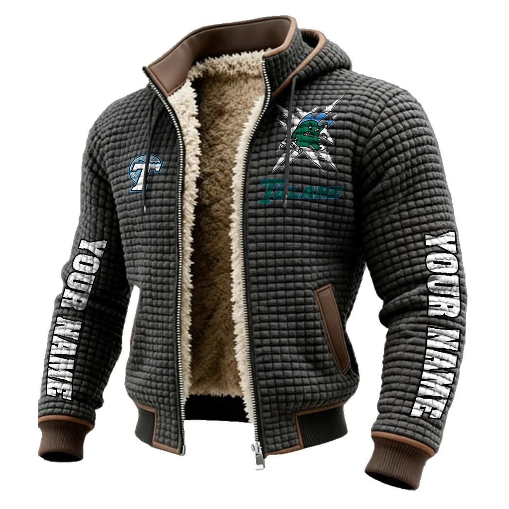 The Green Wave Fleece-Lined Hooded Jacket, Heavyweight Cozy Sport Shell HVN1448TG - Grey - Image 2