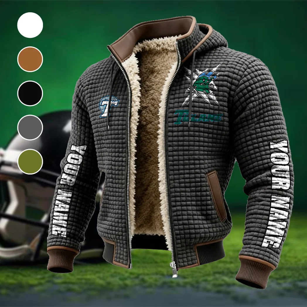 The Green Wave Fleece-Lined Hooded Jacket, Heavyweight Cozy Sport Shell HVN1448TG - Grey