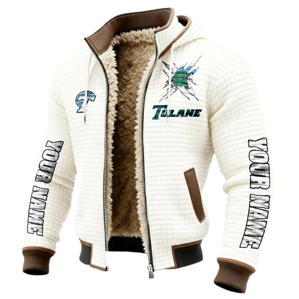 The Green Wave Fleece-Lined Hooded Jacket, Heavyweight Cozy Sport Shell HVN1448TG - White - Image 2